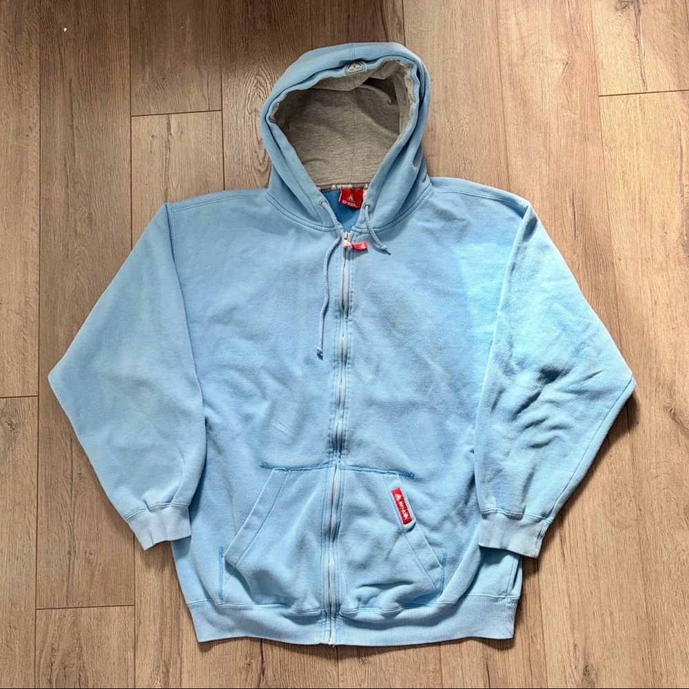 Y2K Airwalk Faded Blue Vintage Oversized XL Zip-up Hoodie Skater